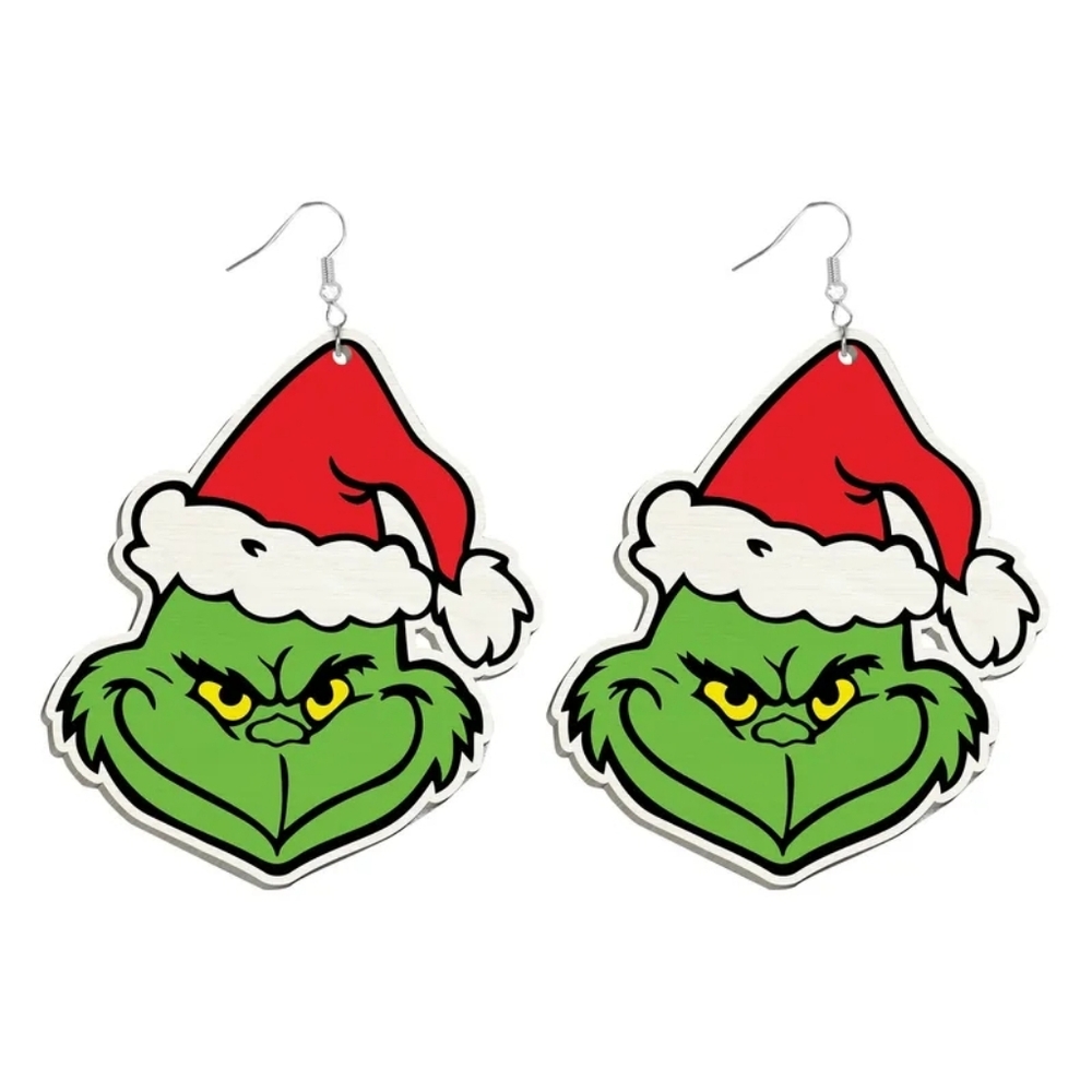 Grinch Acrylic Dangling Earrings Original 1966 Cartoon